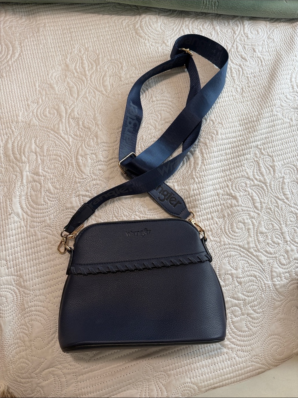 Wrangler Navy Crossbody Bag with Wide Logo Strap and coin purse